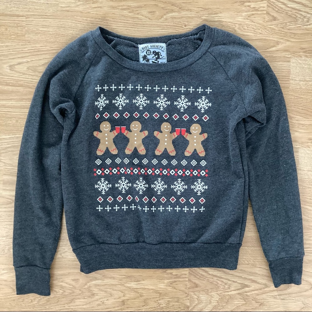 Gingerbread Red Solo Cups Christmas Sweater XS